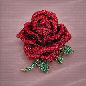 Red Rose Elegant Crystal Brooch